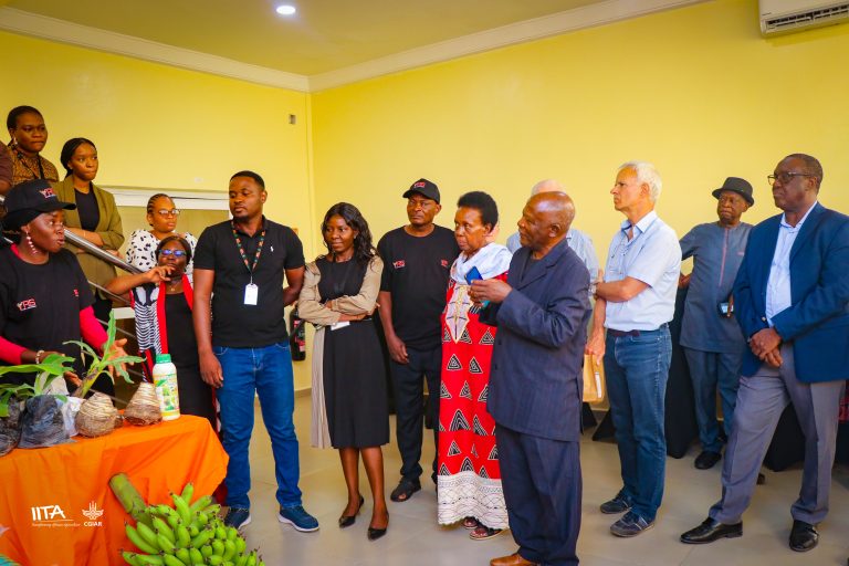 Azeezat Olatunji a beneficiary of IYA while sharing her training and business experience with the board members and senior management staff of IITA